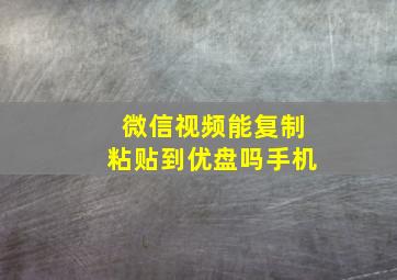 微信视频能复制粘贴到优盘吗手机