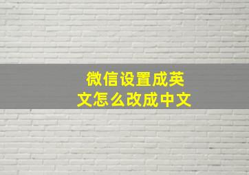 微信设置成英文怎么改成中文