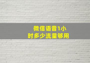 微信语音1小时多少流量够用