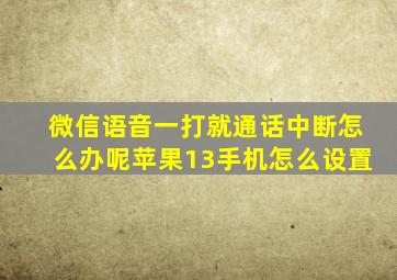 微信语音一打就通话中断怎么办呢苹果13手机怎么设置