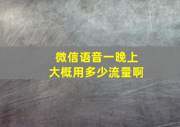 微信语音一晚上大概用多少流量啊