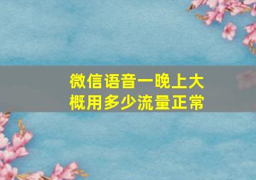 微信语音一晚上大概用多少流量正常