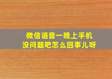 微信语音一晚上手机没问题吧怎么回事儿呀