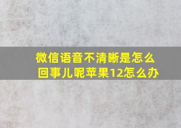 微信语音不清晰是怎么回事儿呢苹果12怎么办