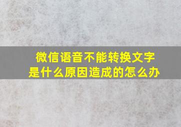 微信语音不能转换文字是什么原因造成的怎么办