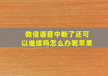 微信语音中断了还可以继续吗怎么办呢苹果