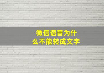 微信语音为什么不能转成文字