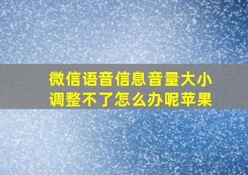 微信语音信息音量大小调整不了怎么办呢苹果