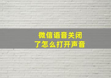 微信语音关闭了怎么打开声音