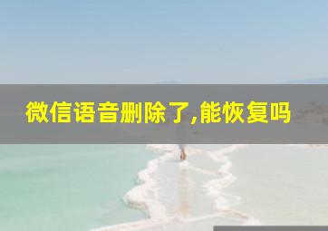 微信语音删除了,能恢复吗