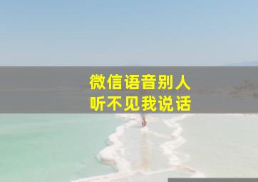 微信语音别人听不见我说话