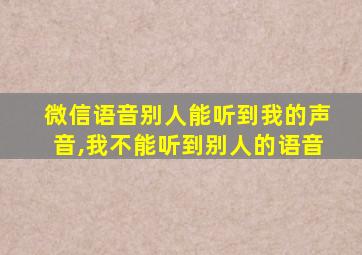 微信语音别人能听到我的声音,我不能听到别人的语音