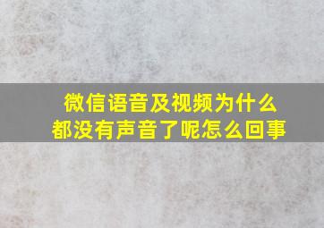 微信语音及视频为什么都没有声音了呢怎么回事