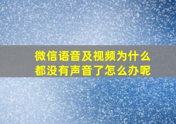 微信语音及视频为什么都没有声音了怎么办呢