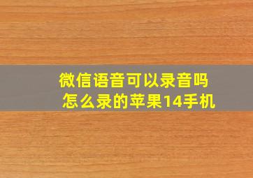 微信语音可以录音吗怎么录的苹果14手机