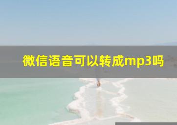 微信语音可以转成mp3吗