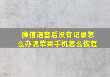 微信语音后没有记录怎么办呢苹果手机怎么恢复