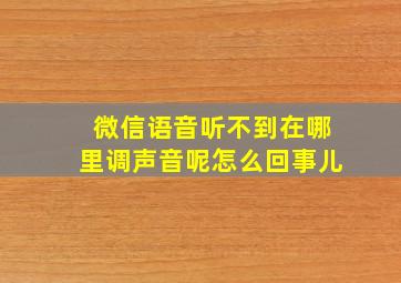 微信语音听不到在哪里调声音呢怎么回事儿