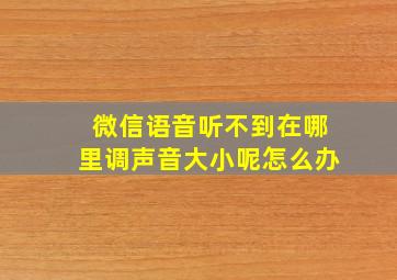 微信语音听不到在哪里调声音大小呢怎么办