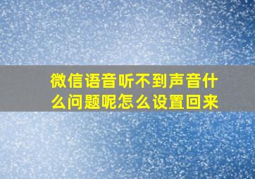 微信语音听不到声音什么问题呢怎么设置回来