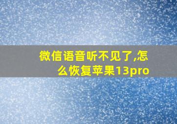 微信语音听不见了,怎么恢复苹果13pro