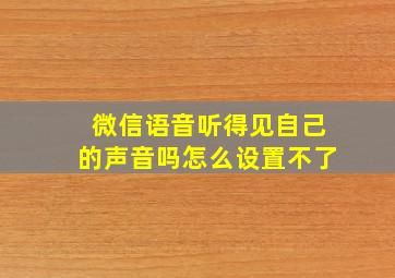 微信语音听得见自己的声音吗怎么设置不了