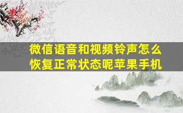 微信语音和视频铃声怎么恢复正常状态呢苹果手机