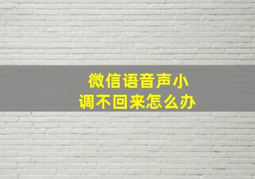 微信语音声小调不回来怎么办