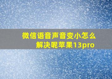 微信语音声音变小怎么解决呢苹果13pro