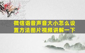 微信语音声音大小怎么设置方法图片视频讲解一下