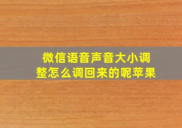 微信语音声音大小调整怎么调回来的呢苹果