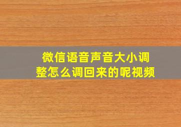 微信语音声音大小调整怎么调回来的呢视频