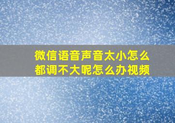 微信语音声音太小怎么都调不大呢怎么办视频