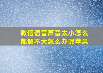 微信语音声音太小怎么都调不大怎么办呢苹果