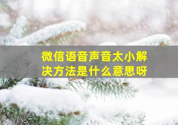 微信语音声音太小解决方法是什么意思呀