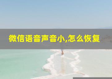 微信语音声音小,怎么恢复