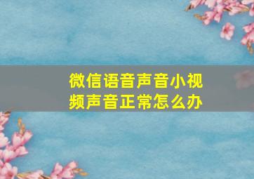 微信语音声音小视频声音正常怎么办