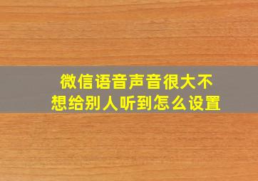 微信语音声音很大不想给别人听到怎么设置