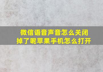 微信语音声音怎么关闭掉了呢苹果手机怎么打开