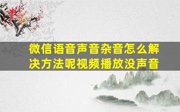 微信语音声音杂音怎么解决方法呢视频播放没声音