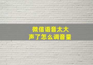 微信语音太大声了怎么调音量