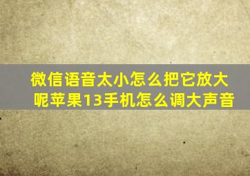 微信语音太小怎么把它放大呢苹果13手机怎么调大声音