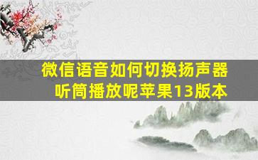 微信语音如何切换扬声器听筒播放呢苹果13版本