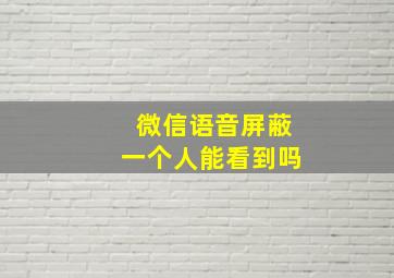 微信语音屏蔽一个人能看到吗