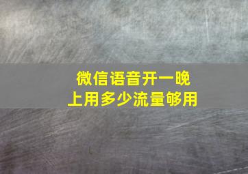 微信语音开一晚上用多少流量够用