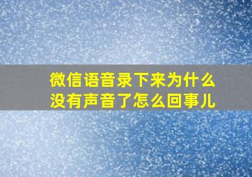 微信语音录下来为什么没有声音了怎么回事儿