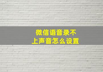 微信语音录不上声音怎么设置