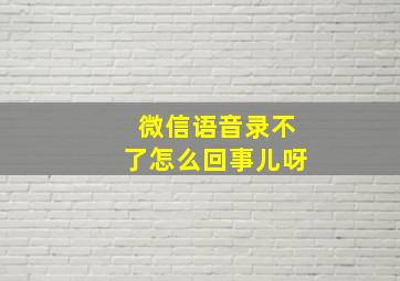 微信语音录不了怎么回事儿呀