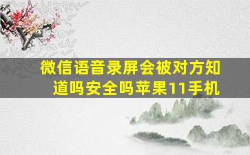 微信语音录屏会被对方知道吗安全吗苹果11手机