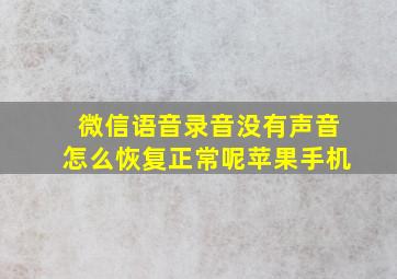 微信语音录音没有声音怎么恢复正常呢苹果手机